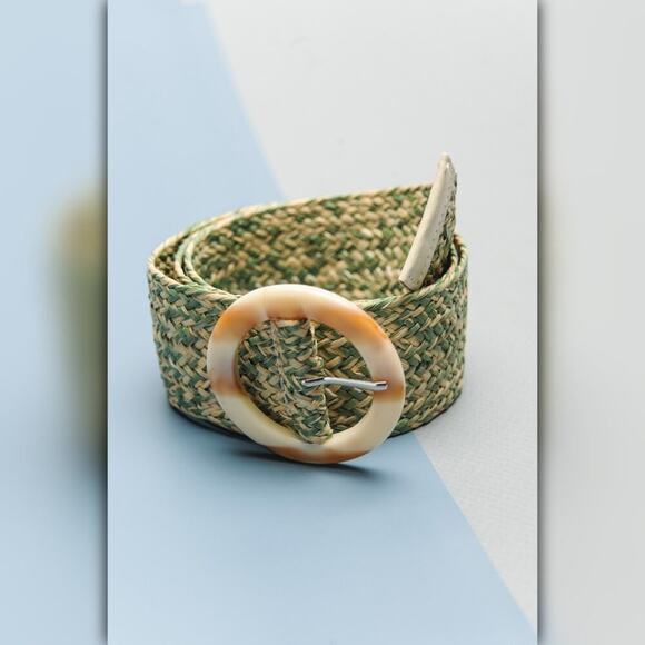 Lively Lumina Accessories - A255-B • Marble Buckle Woven Stretch Waist Belt